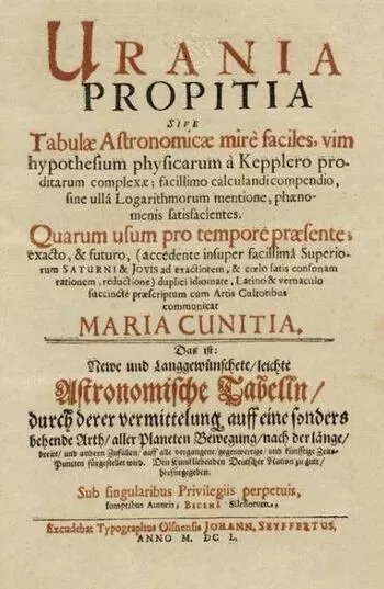 Urania Propitia, aperfeiçoou os cálculos de Kepler